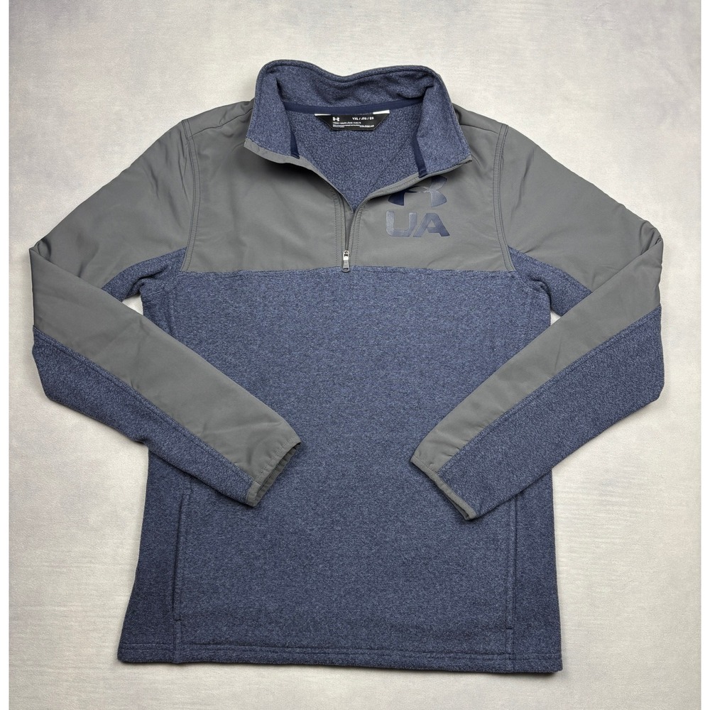 Under Armour Boys ColdGear 1/4 Zip Pullover Blue Grey YXL 1299359-410